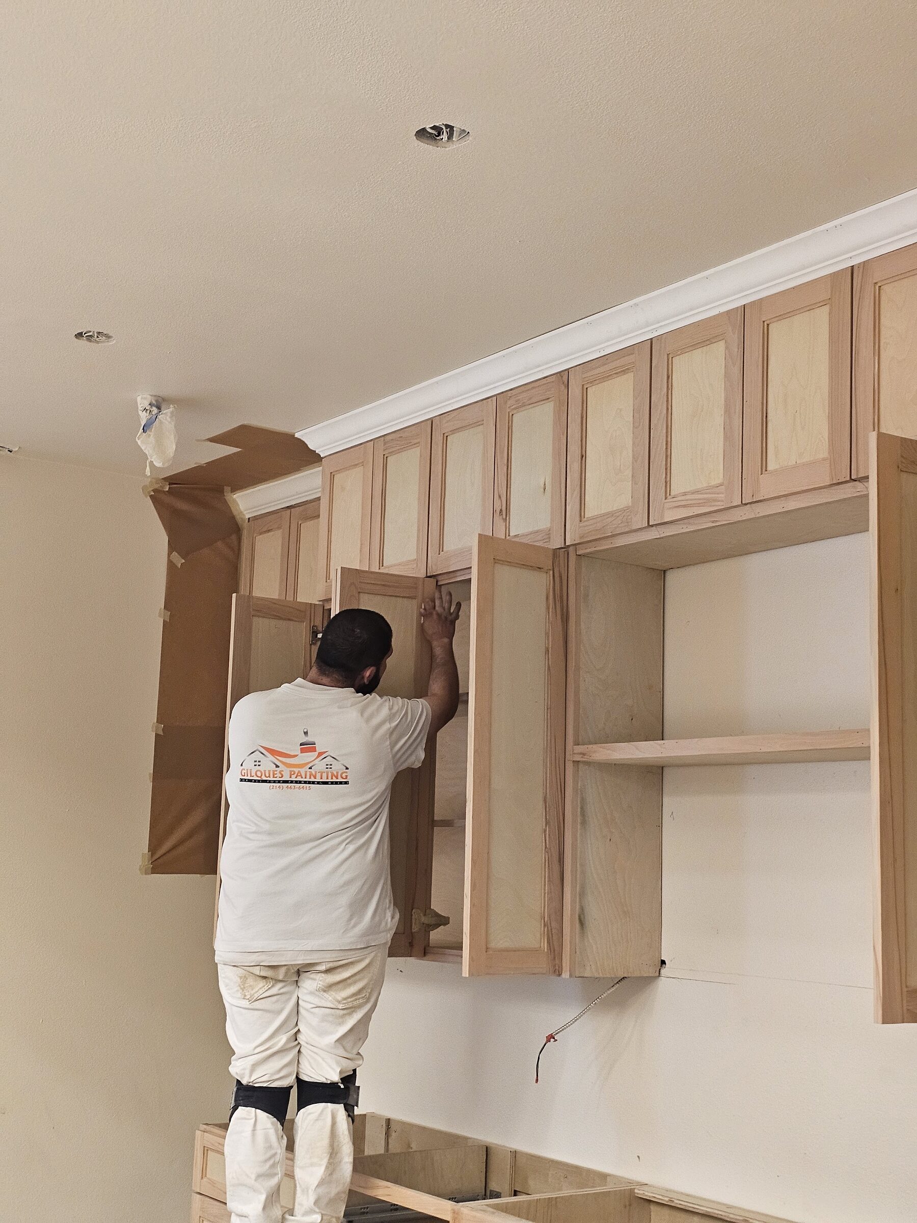 Spraying commercial trim work