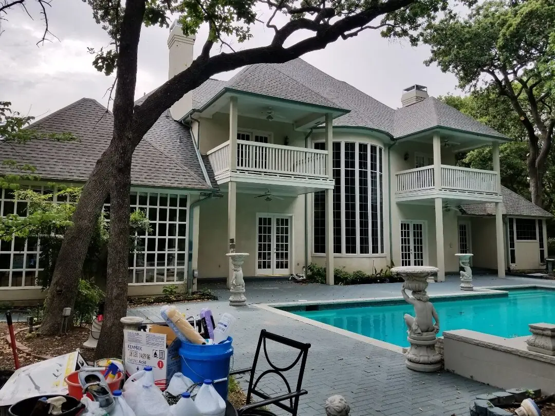 Front exterior — single-story painted brick home